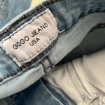 Gogo Jeans  juniors size 9 denim mini skirt super soft red blue stripe down side Photo 5