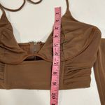 White Fox Boutique White Fox Brown Off Shoulder Corset Crop Top Size M Long Sleeve Bustier Photo 4