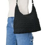 Vintage 90s Black Crochet Shoulder Bag Photo 1