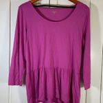Garnet Hill Peplum Tunic Top Womens XL Drop Waist Casual Raspberry Soft Boho Photo 0