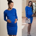 Pinkblush  Cobalt Royal Blue Lace Long Sleeve Maternity Dress Photo 1