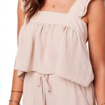 Band of Gypsies Beige Ruffle Boxy Crop Top Sleeveless Square Neck M Photo 0