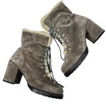 Stuart Weitzman  Yukon Booties Dyed Shearling & Suede Block Heel Size‎ 8.5 Photo 0