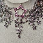 Statement Silver and Pink Crystal Stars Choker Necklace Photo 3