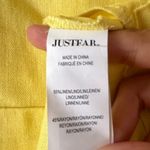 JustFab NWT Lemon Medium Yellow Off the Shoulder Linen Midi Dress Ruffle Top Photo 9