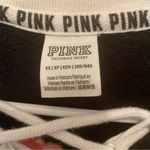 Celebrity Pink PINK Logo Spellout Rose Embroidery Lace Up  Drop Sleeve Sweatshirt-Black size XS Photo 2