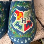 Harry Potter Hogwarts Christmas Holiday Themed Cozy Slippers Size 7 Blue Photo 3