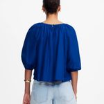 Madewell Shirred Puff Sleeve Top Cotton Silk Voile in Bright Sapphire Size Large Photo 4