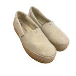 Toms Valencia Espadrille Platform Slip On Shoes Natural Linen Woven Glitter Sz 7 Photo 1