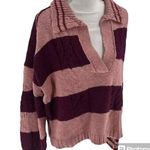 Free People ✨ Pembrook Sz Medium Sweater in Moody Pink Combo Striped Cotton✨ Photo 6