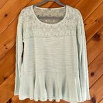 Free People Mint Green Kristobel Ruffled Peplum Knit Sweater Top Photo 2