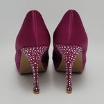 Olsenboye Fusia Pink Rhinestones Heel Satin Pumps Shoes By  Size 7 Photo 3