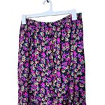 Vintage Womens Black Purple Floral Wide Leg Elastic Waist Skirt Size M Photo 1