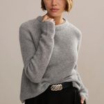 Jenni Kayne  Cashmere Fisherman Sweater in Heather Grey, Size Small Photo 3