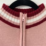Vintage Quarter Zip Stripe Ski Sweater Pink Photo 3