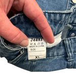 Embroidered Floral Denim Mini Skirt XL Pink Feminine BoHo Cottagecore Concert Photo 3