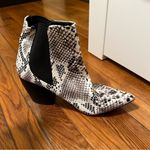 Lulus Lulu’s Cecy Black and White Snake Pointed Toe Ankle Booties 9 Photo 8