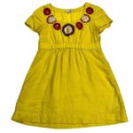 Boden Sunny Yellow Linen Beaded Jeweled Short Sleeve Tunic Top Ruched Size 6 Photo 0