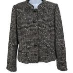 Elie Tahari Virgin Wool Tweed Blazer Jacket Coat Button Up Large Black Photo 0