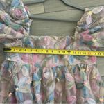 Storia  Stacy Sequin Floral Multi Puffed Sleeve Sparkle Babydoll Mini Dress L Photo 8