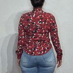 Love moschino  Red Floral Neck Tie Bow Blouse Sz 8 Photo 10