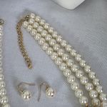 Boutique Gold and Three Strand Pearl with Bee Accent and Earrings Set Photo 6