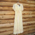 Mac Duggal 9207 Yellow Floral Embellished Flutter Sleeve Tiered Dress Photo 5