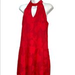 Waverly Grey Halter Keyhole Floral Chiffon Red Mini Dress Medium Photo 7