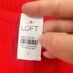 Loft NWT  Ribbed Bright Candy Apple Red‎ Long Sleeve Top Large Crew Neck Stretch Photo 3
