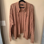 ABLE Ruth Cable Knit Cropped Cardigan Fisherman Tan Brown Plus Size‎ 2X Photo 3