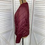 Chico's Zenergy by Chico’s Quilted Embroidered Puffer Moto Jacket Maroon Red Small Photo 1