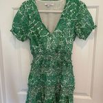 Olivaceous Floral Ruffle Green Dress Photo 0