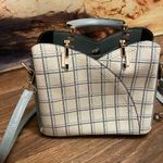 Womens Purse Hand Shoulder Bag Light Plue Plaid Front 7” H X 9” W X 4” Deep feet Blue Photo 0