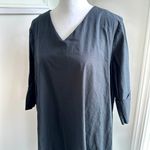 Oak + Fort Lagenlook Cottage Oversized XS Black Cotton Shift Dress Pockets Photo 1