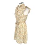 Monteau Floral Ruffle Flutter Sleeve Belted Shirt Dress White Yellow Size Large Photo 4