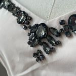 Victoria's Secret Victoria’s Secret Cream Ivory Satin Slip Dress Pleated Skirt Dk Grey Rhinestone Photo 3