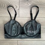 Victoria's Secret Victorious Secret Unlined Balconet Sheer Black Shimmer Bra‎ Size 32DD Photo 0