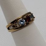 Sterling Silver Gold Plated, Spinel & Aquamarine Ring Blue Photo 1