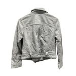 ALLSAINTS  Women's Cole Biker Leather Jacket Sky Blue Size 2 Asymmetric Zip Photo 4