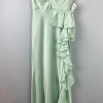 Mac Duggal  Pistachio Satin Ruffled Asymmetrical Gown Size 8 67815 Pastel Photo 11