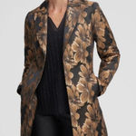 Chico's  Collection Black Gold Floral Metallic Jacquard Topper Coat Long Jacket Photo 0