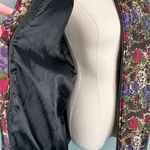 Vintage 100% silk rose floral animal print bomber jacket size medium M Brown Photo 1