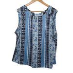 Cure Boho V neck Paisley print sleeveless top 3X Blue Photo 1