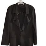 White House | Black Market  Women's Black Ruffle Blazer Formal Jacket Photo 6