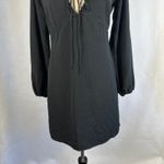 Abercrombie & Fitch New Abercrombie Fitch Black Long Sleeve Tie Neck Mini Dress Small Boho Party Photo 3