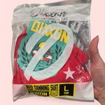 DIXXON NWT fire red hot tanning suit adjustable strap bikini top size large swim Photo 2