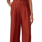 Three Floor Margaux Jumpsuit Womens 2 Burnt Orange Linen Striped Ruffle NWT Photo 0