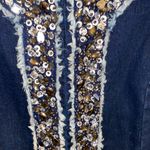 Draper's & Damon's petite denim jacket sequin Bead trim Embellished Glam Blazer Blue Size M Photo 3