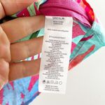 Greylin Skyler Ruffle Scallop Trim Babydoll Square Neck Tropical Top Pink Small Photo 3