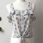 Elodie  Ruffled Green/White Cactus Tank Top XS Summer Costal Cowgirl Western Photo 0